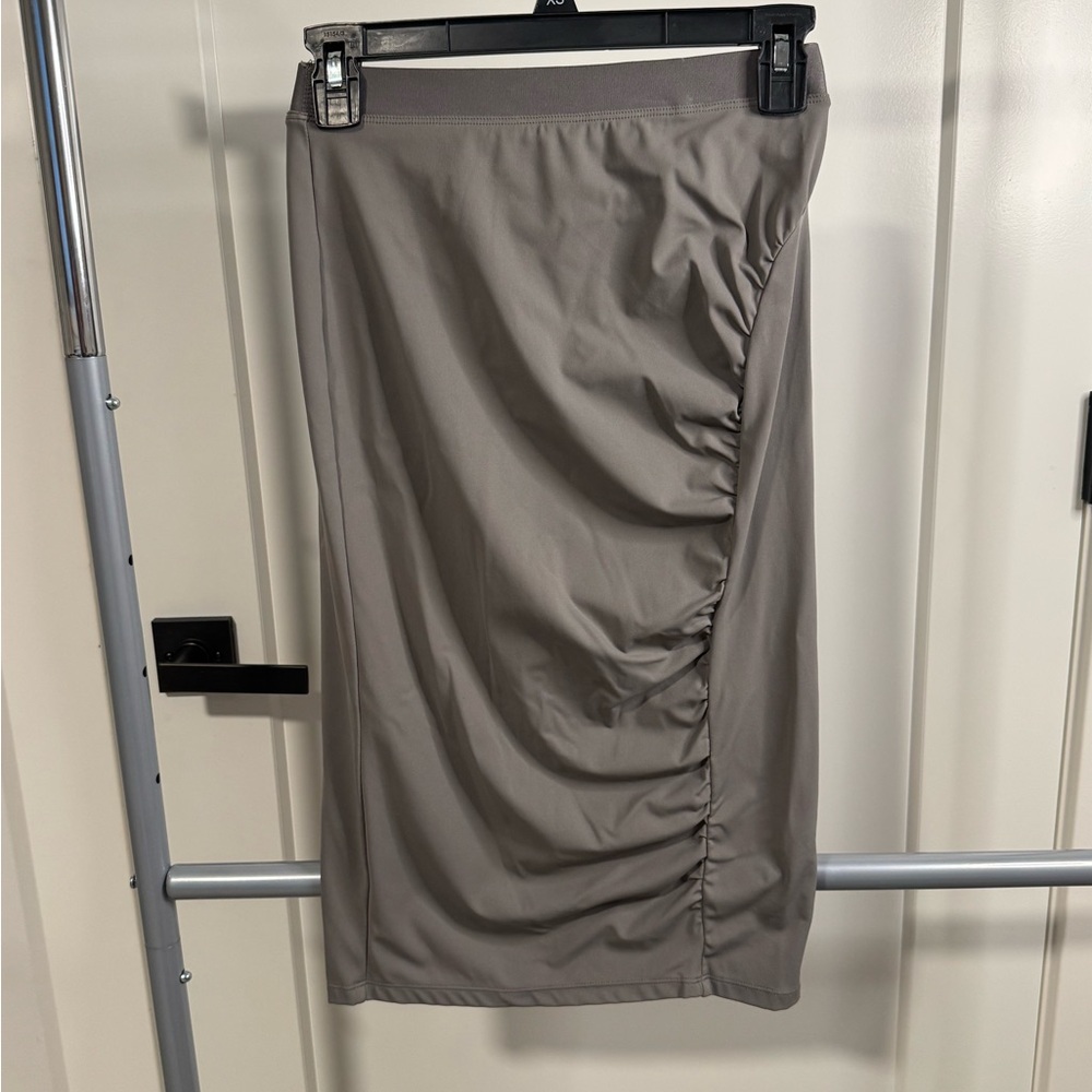 Elegant Gray Ruched Skirt